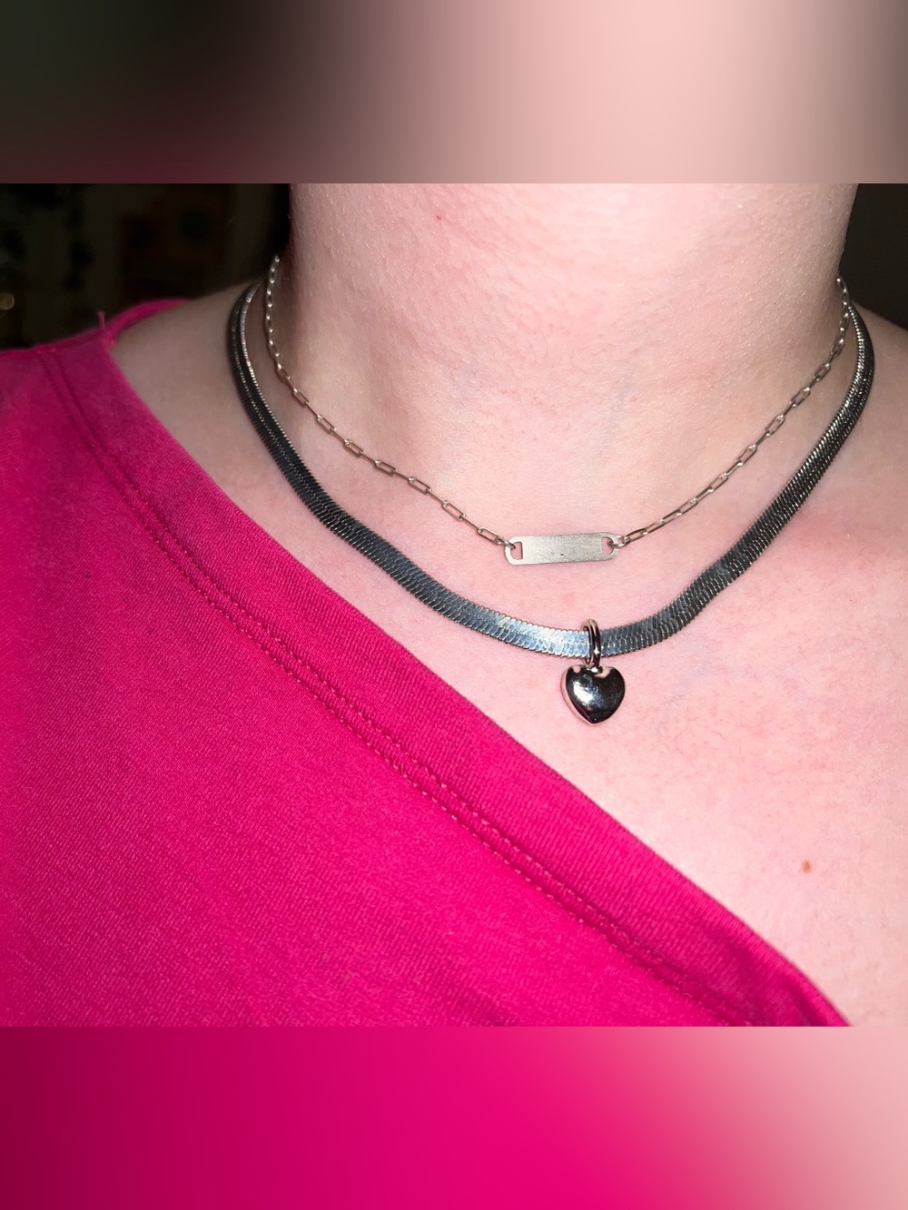 Y2K Silver Heart Chain Necklace